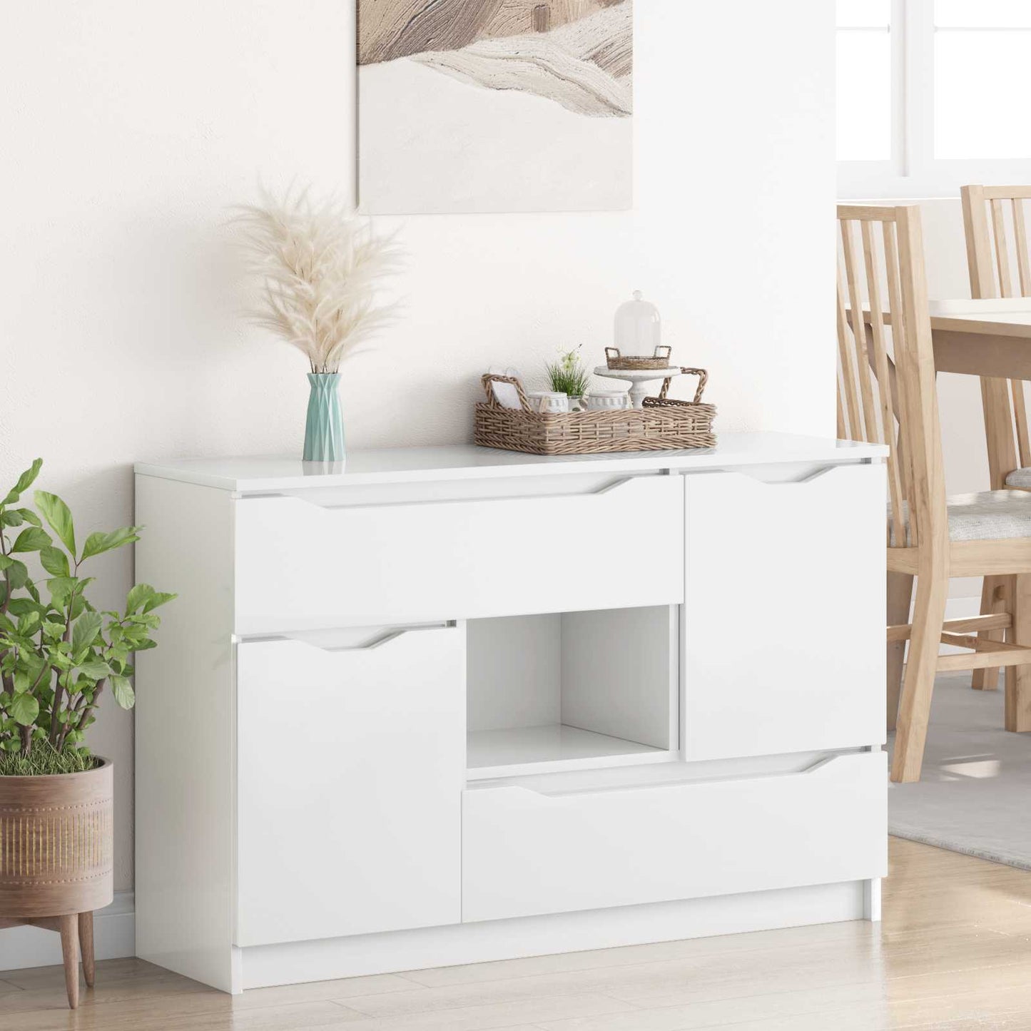 Sideboard Hochglanz Weiß 100 x 30 x 65,6 Holzwerkstoff