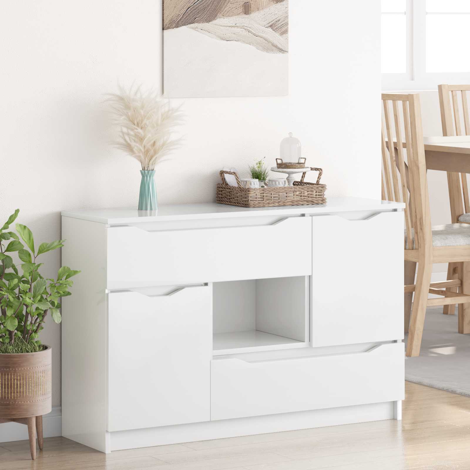 Sideboard Hochglanz Weiß 100 x 30 x 65,6 Holzwerkstoff
