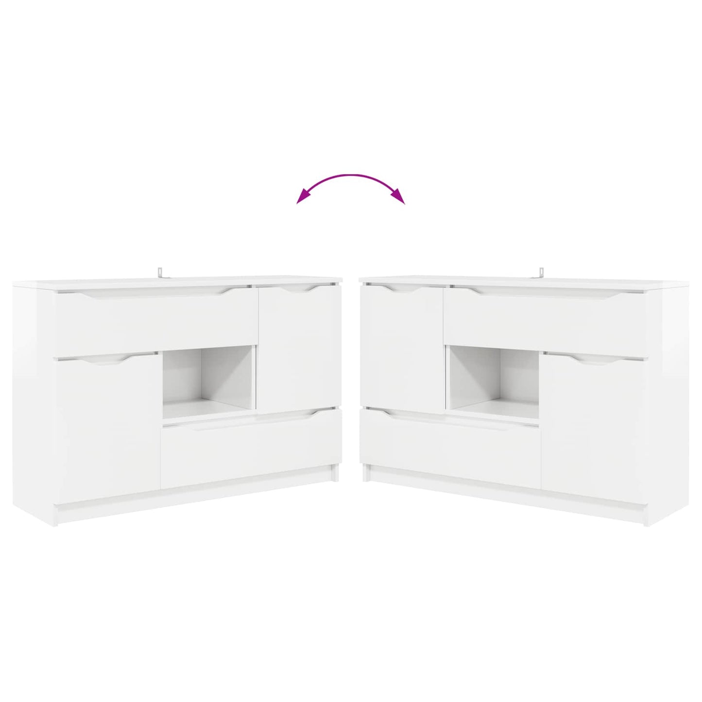 Sideboard Hochglanz Weiß 100 x 30 x 65,6 Holzwerkstoff
