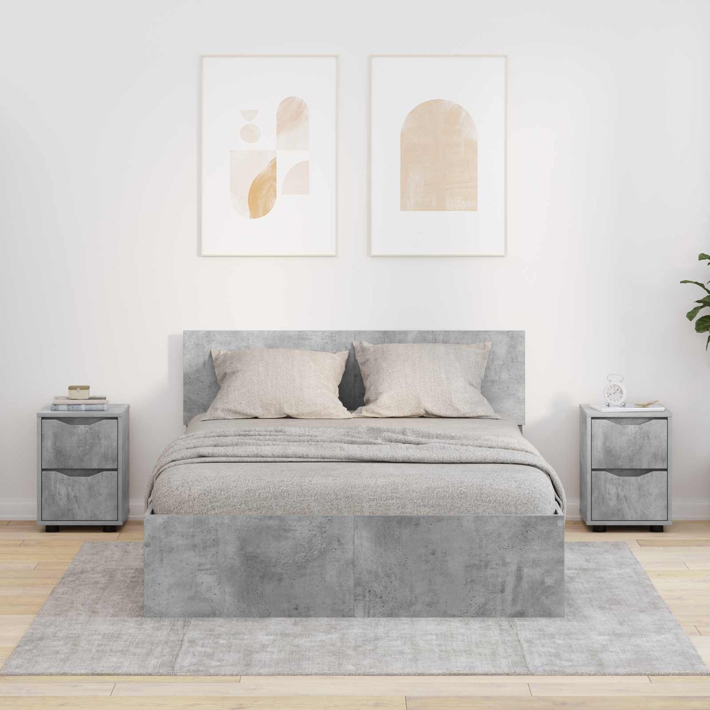 Nachttische 2 stk. Beton Grau 30,5 x 30 x 43 cm Holzwerkstoff