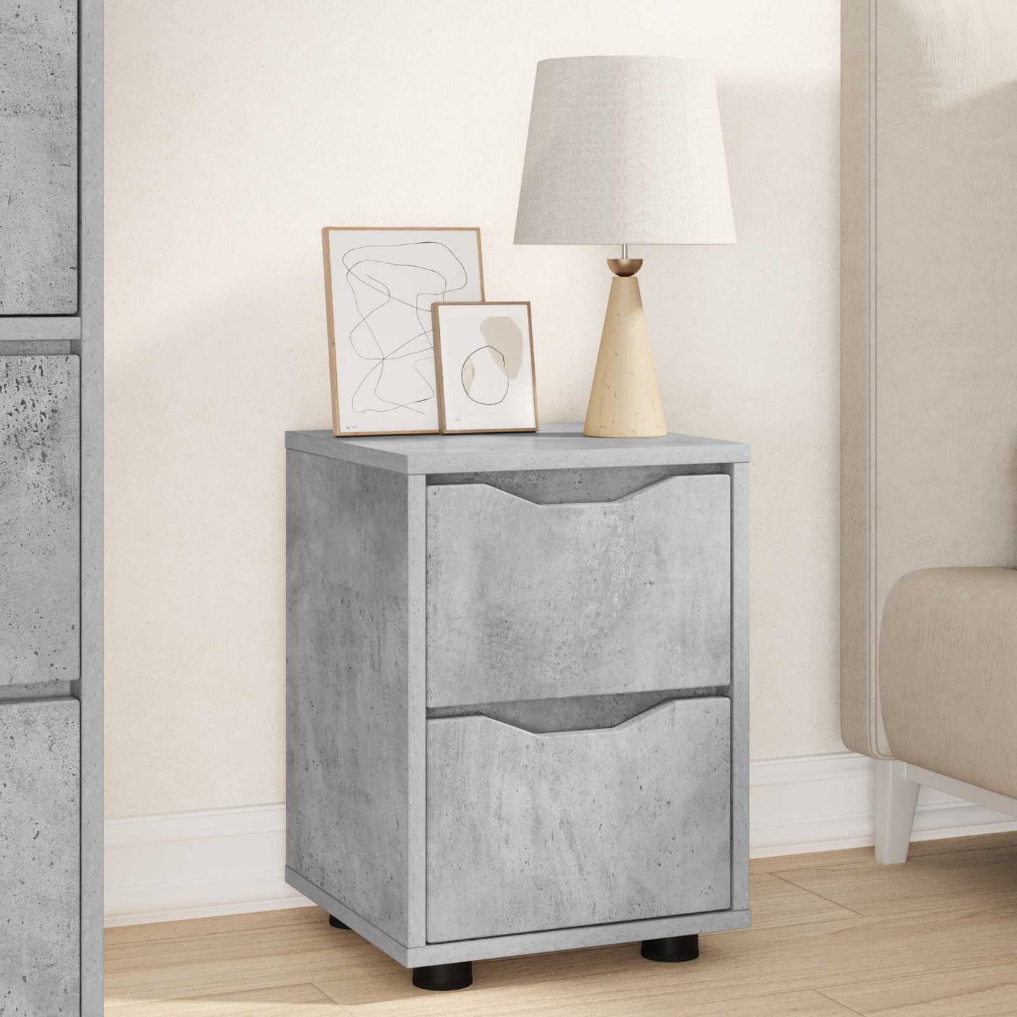 Nachttische 2 stk. Beton Grau 30,5 x 30 x 43 cm Holzwerkstoff