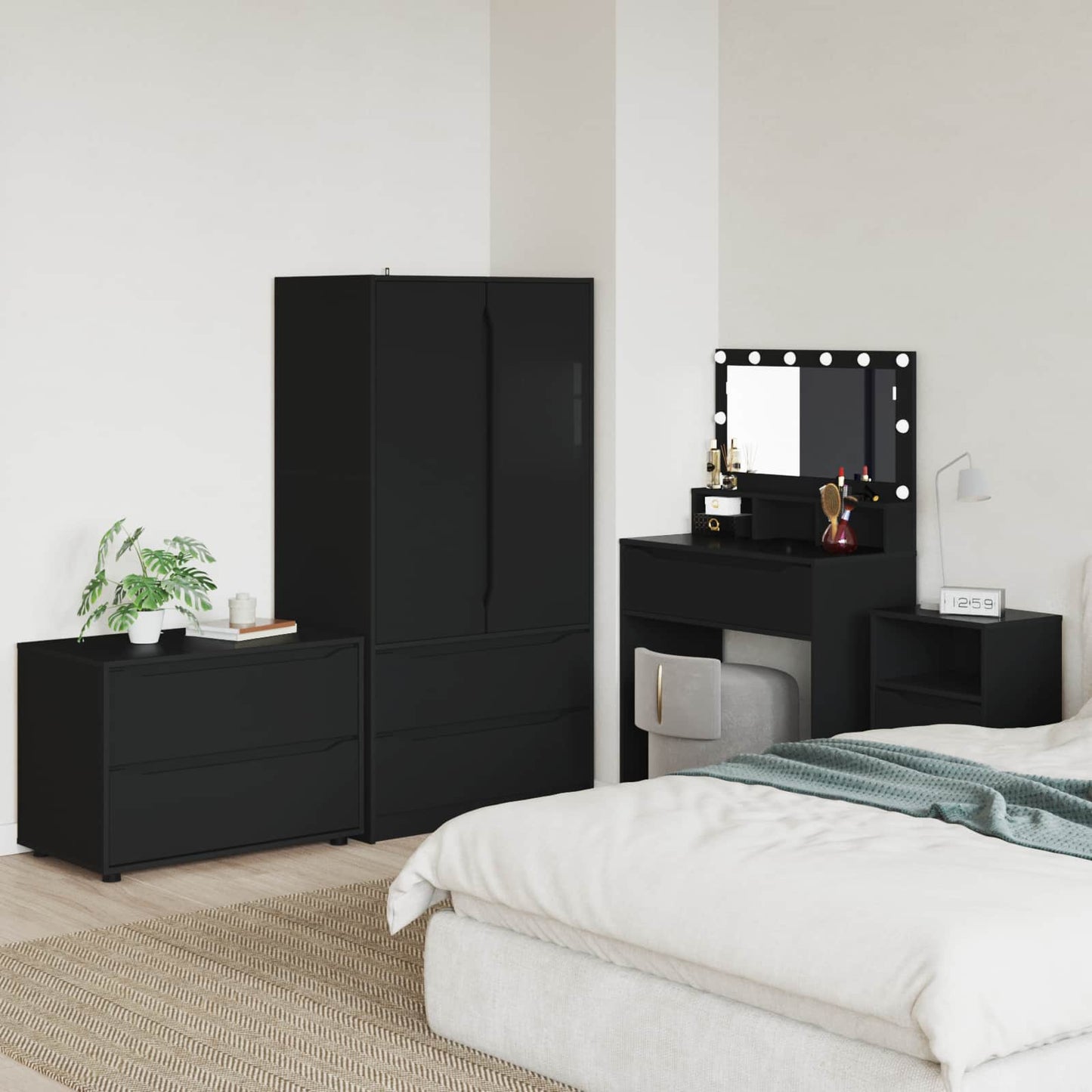 Aufbewahrungsschrank 80 x 48 x 57 cm Holzwerkstoff Schwarz