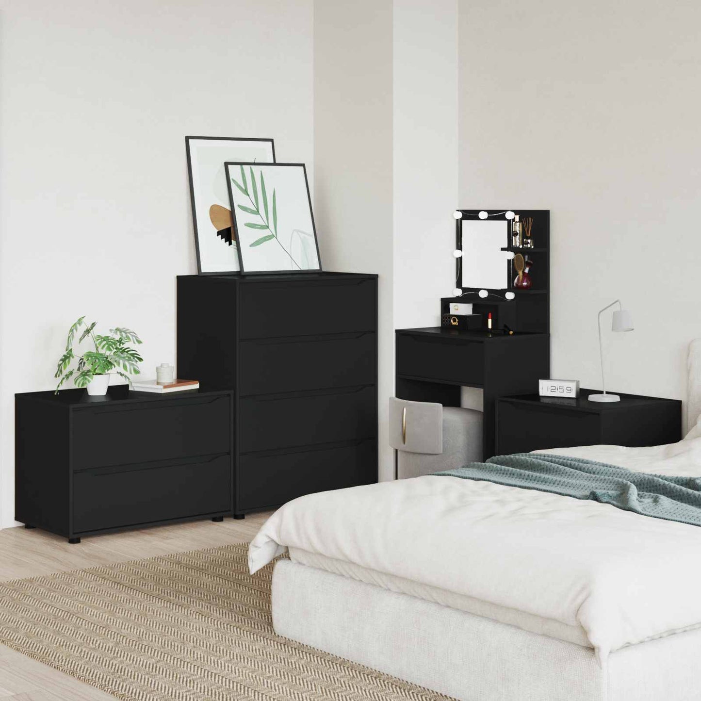 Aufbewahrungsschrank 80 x 48 x 57 cm Holzwerkstoff Schwarz