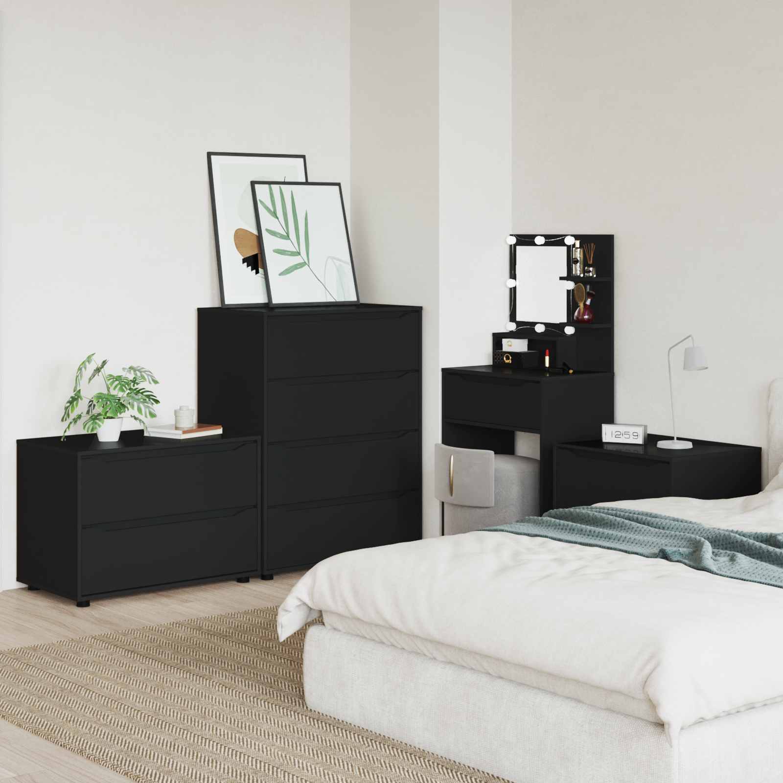 Aufbewahrungsschrank 80 x 48 x 57 cm Holzwerkstoff Schwarz