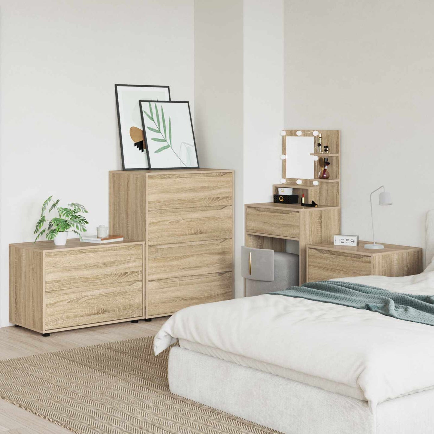 Aufbewahrungsschrank 80 x 48 x 57 cm Holzwerkstoff Sonoma-Eiche