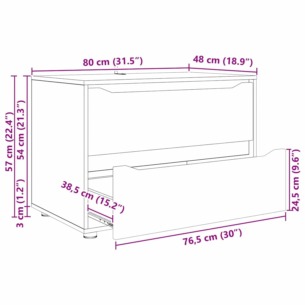 Aufbewahrungsschrank 80 x 48 x 57 cm Holzwerkstoff Sonoma-Eiche