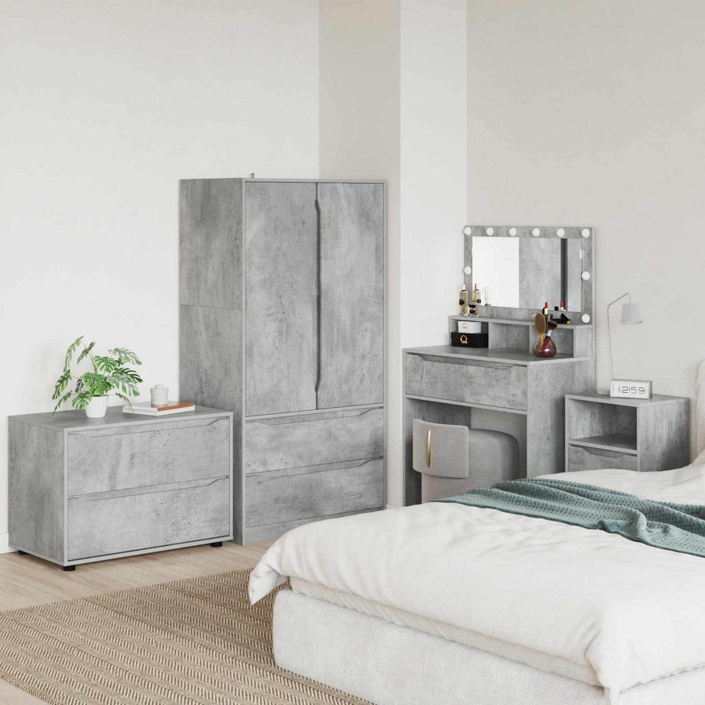Aufbewahrungsschrank 80 x 48 x 57 cm Holzwerkstoff Betongrau