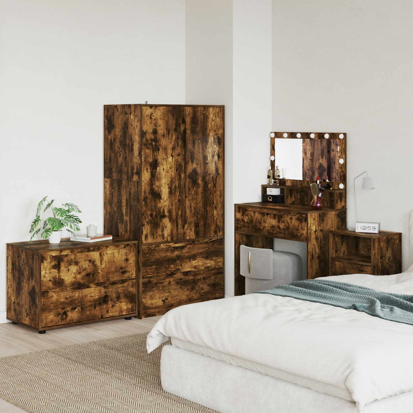 Aufbewahrungsschrank 80 x 48 x 57 cm Holzwerkstoff Räuchereiche