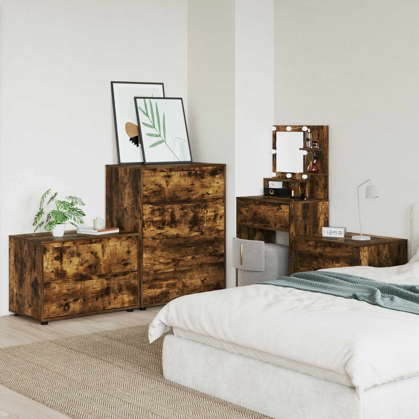 Aufbewahrungsschrank 80 x 48 x 57 cm Holzwerkstoff Räuchereiche
