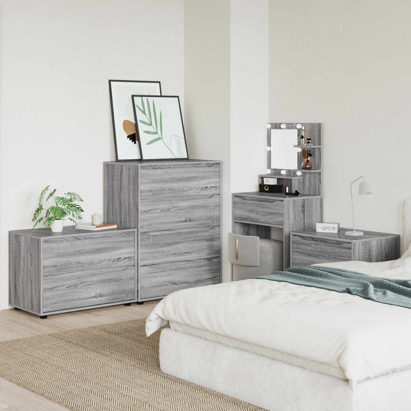 Aufbewahrungsschrank 80 x 48 x 57 cm Holzwerkstoff Sonoma-Grau