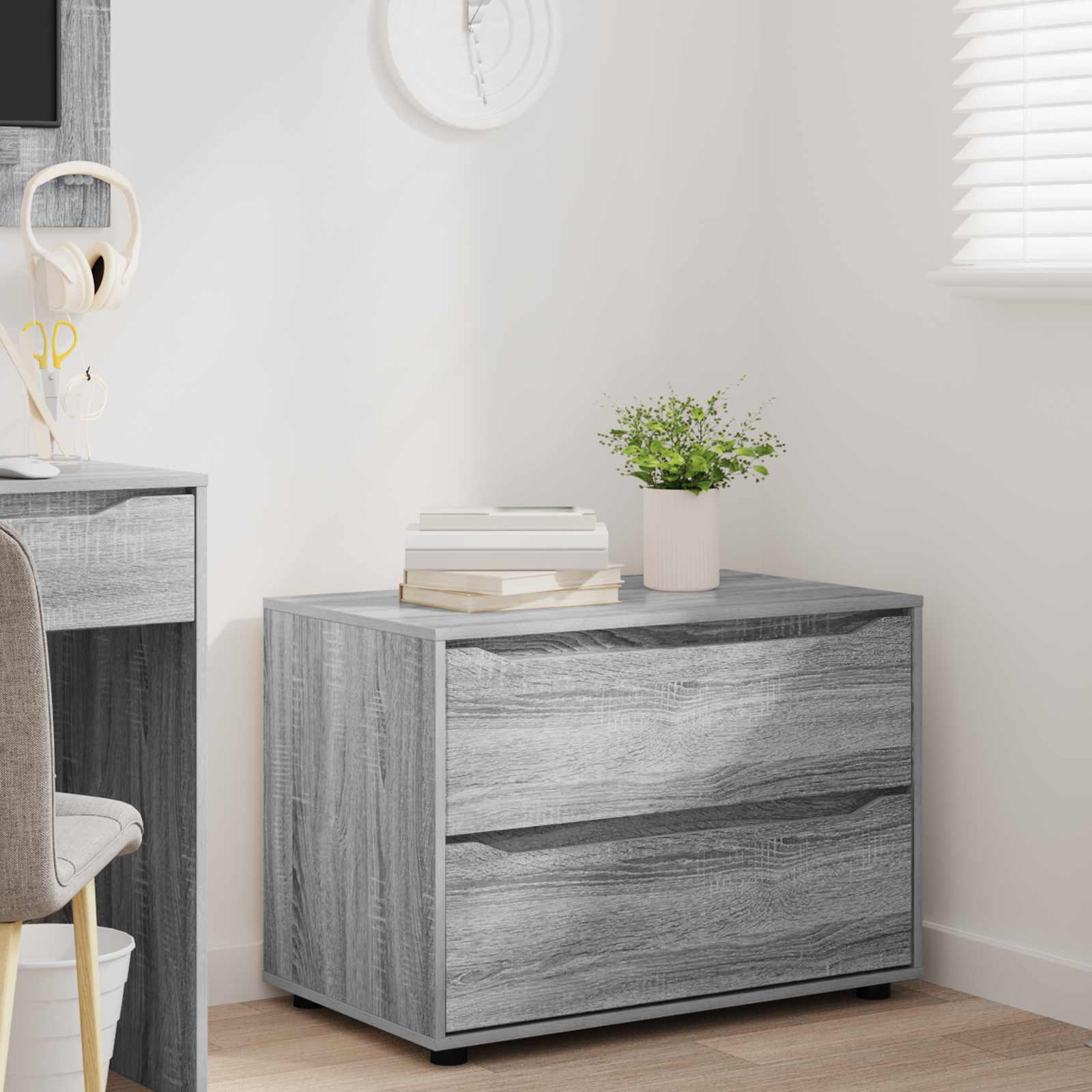 Aufbewahrungsschrank 80 x 48 x 57 cm Holzwerkstoff Sonoma-Grau
