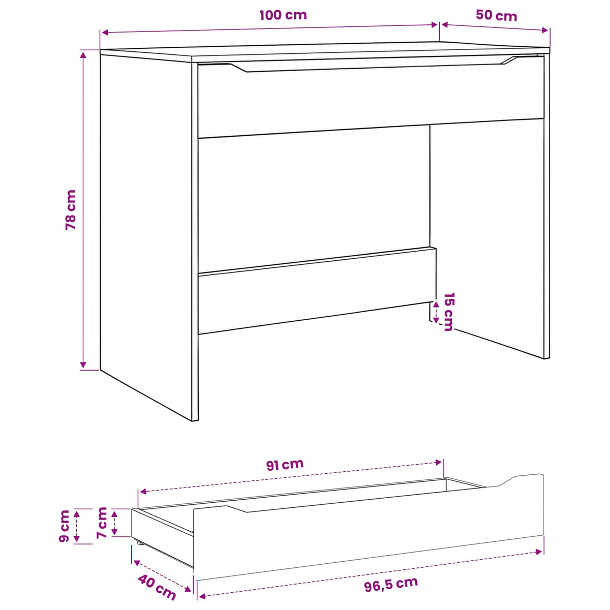 Schreibtisch Schwarz 100 x 50 x 78 cm Holzwerkstoff