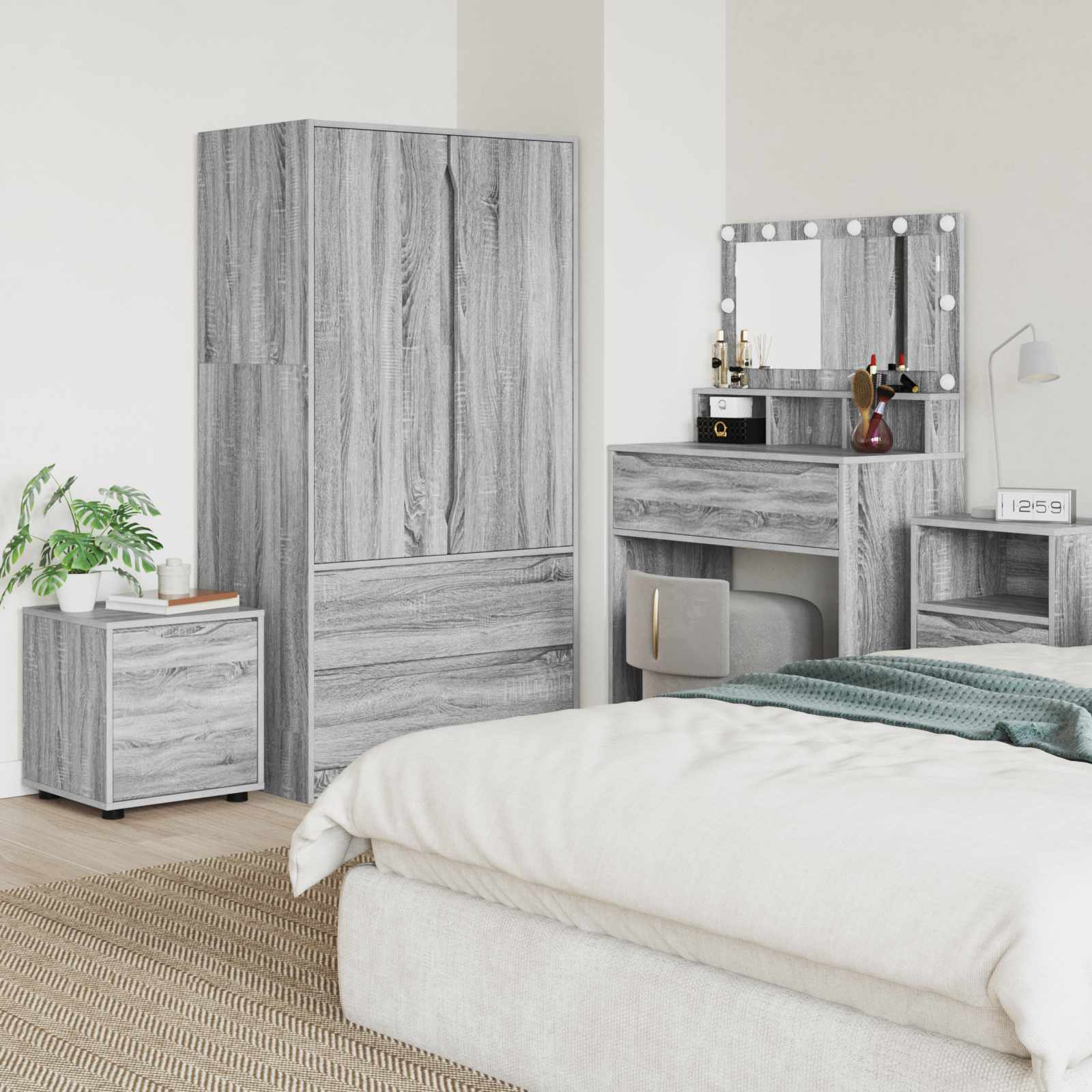 Badezimmerschrank 40,5 x 40 x 44 cm Holzwerkstoff Graues Sonoma