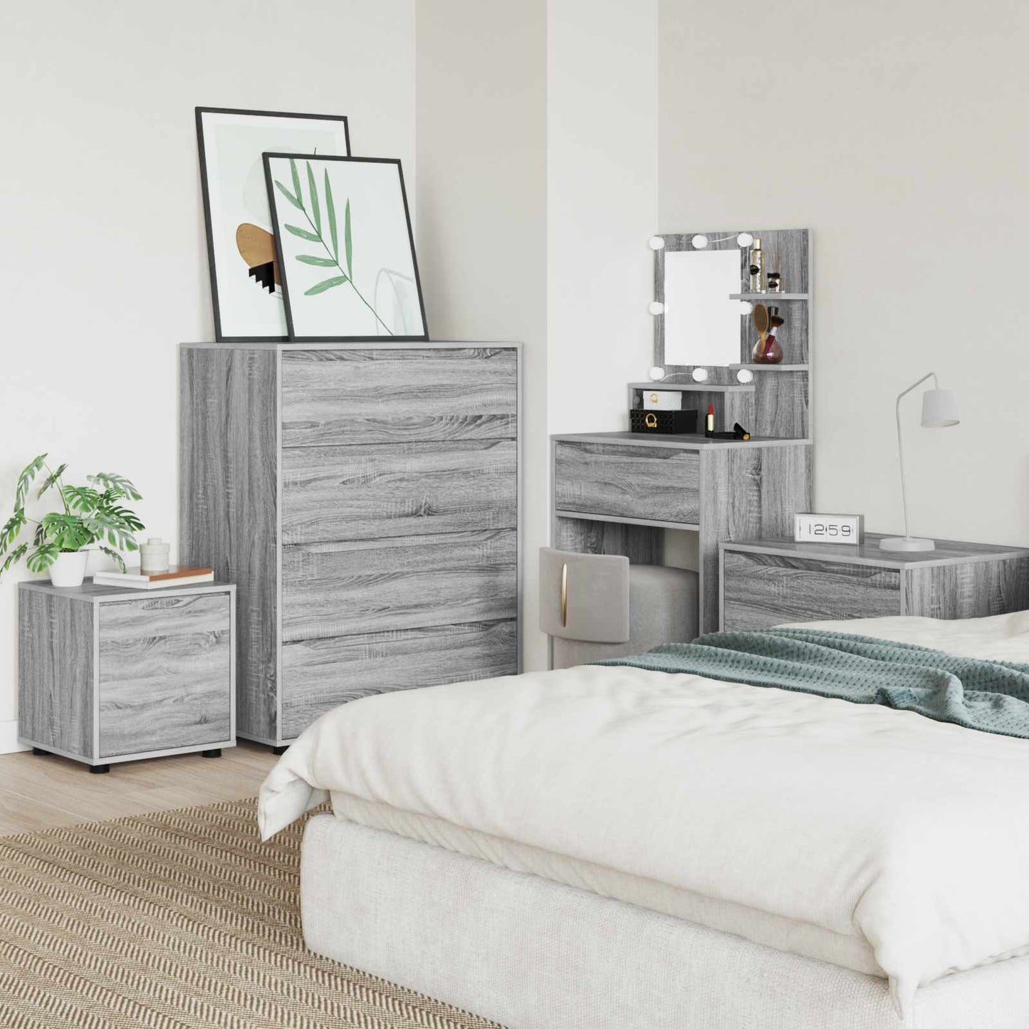 Badezimmerschrank 40,5 x 40 x 44 cm Holzwerkstoff Graues Sonoma