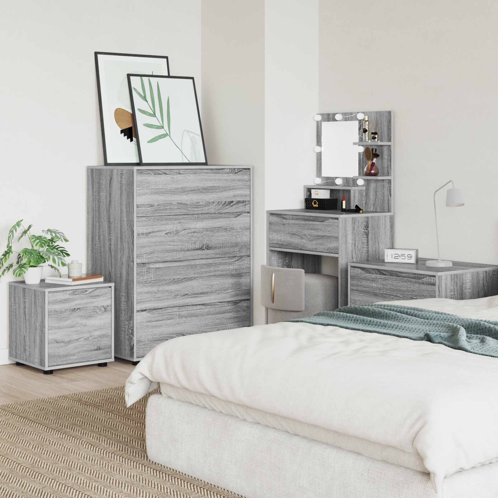 Badezimmerschrank 40,5 x 40 x 44 cm Holzwerkstoff Graues Sonoma