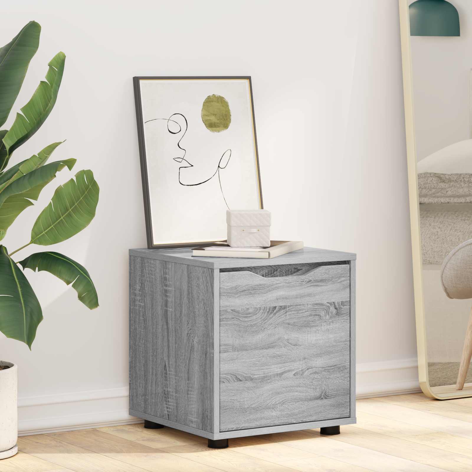Badezimmerschrank 40,5 x 40 x 44 cm Holzwerkstoff Graues Sonoma