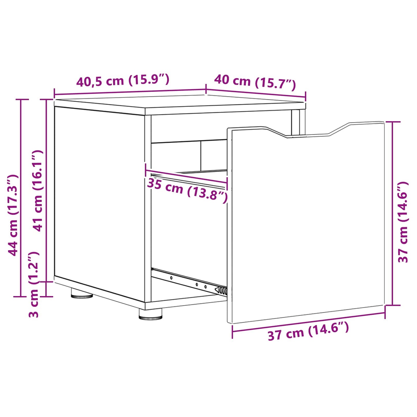 Badezimmerschrank 40,5 x 40 x 44 cm Holzwerkstoff Artisan-Eiche