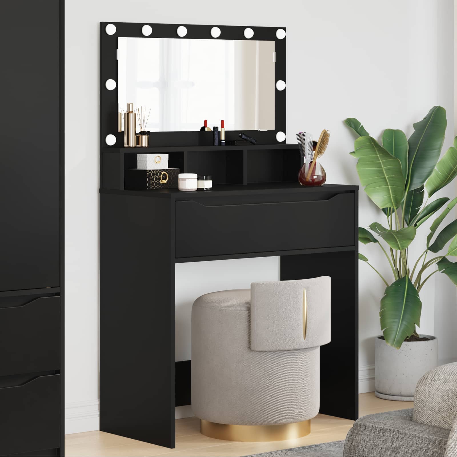 Schlafzimmer-Frisiertische Schwarz 80 x 39,6 x 135 cm