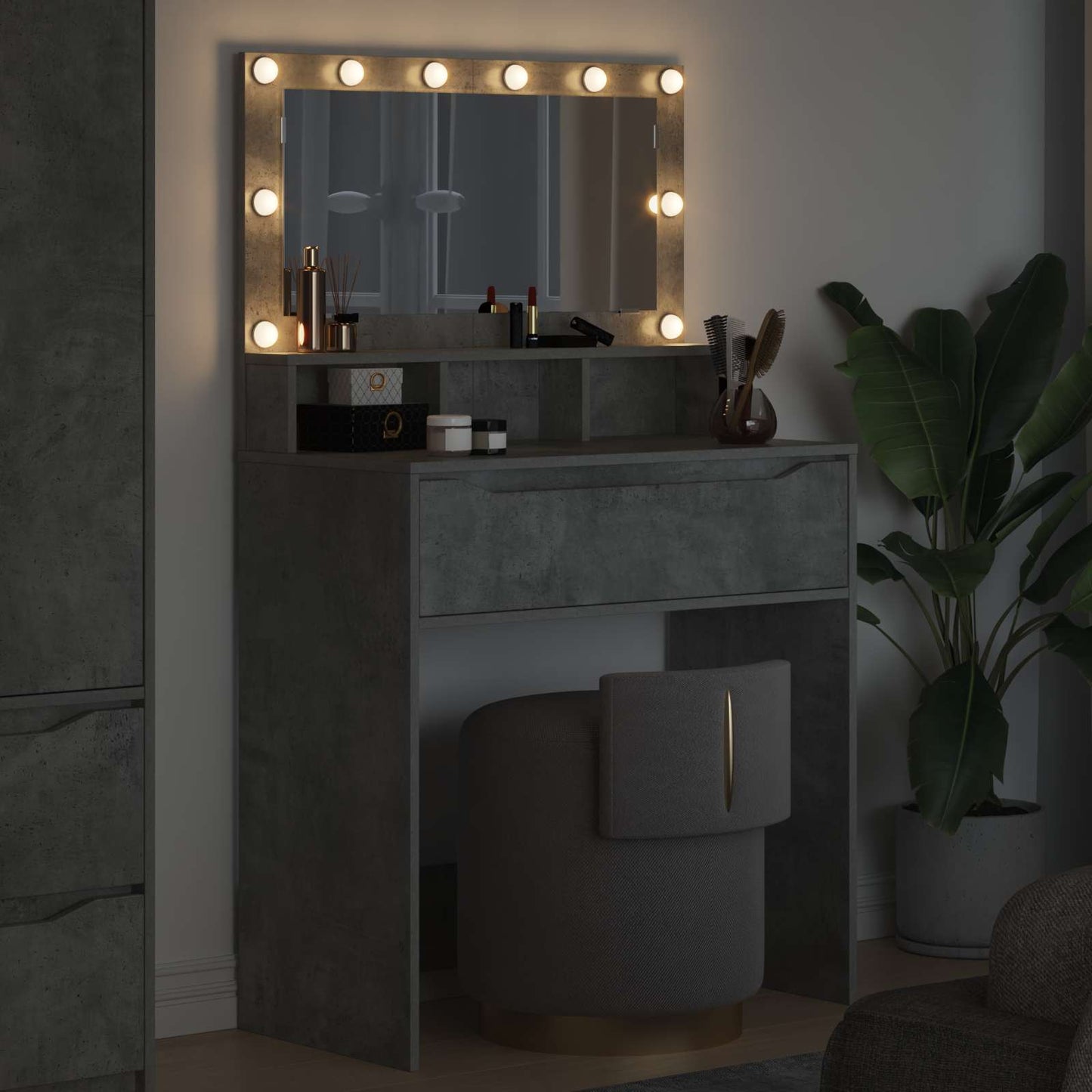 Schlafzimmer-Frisiertische Beton Grau 80 x 39,6 x 135 cm