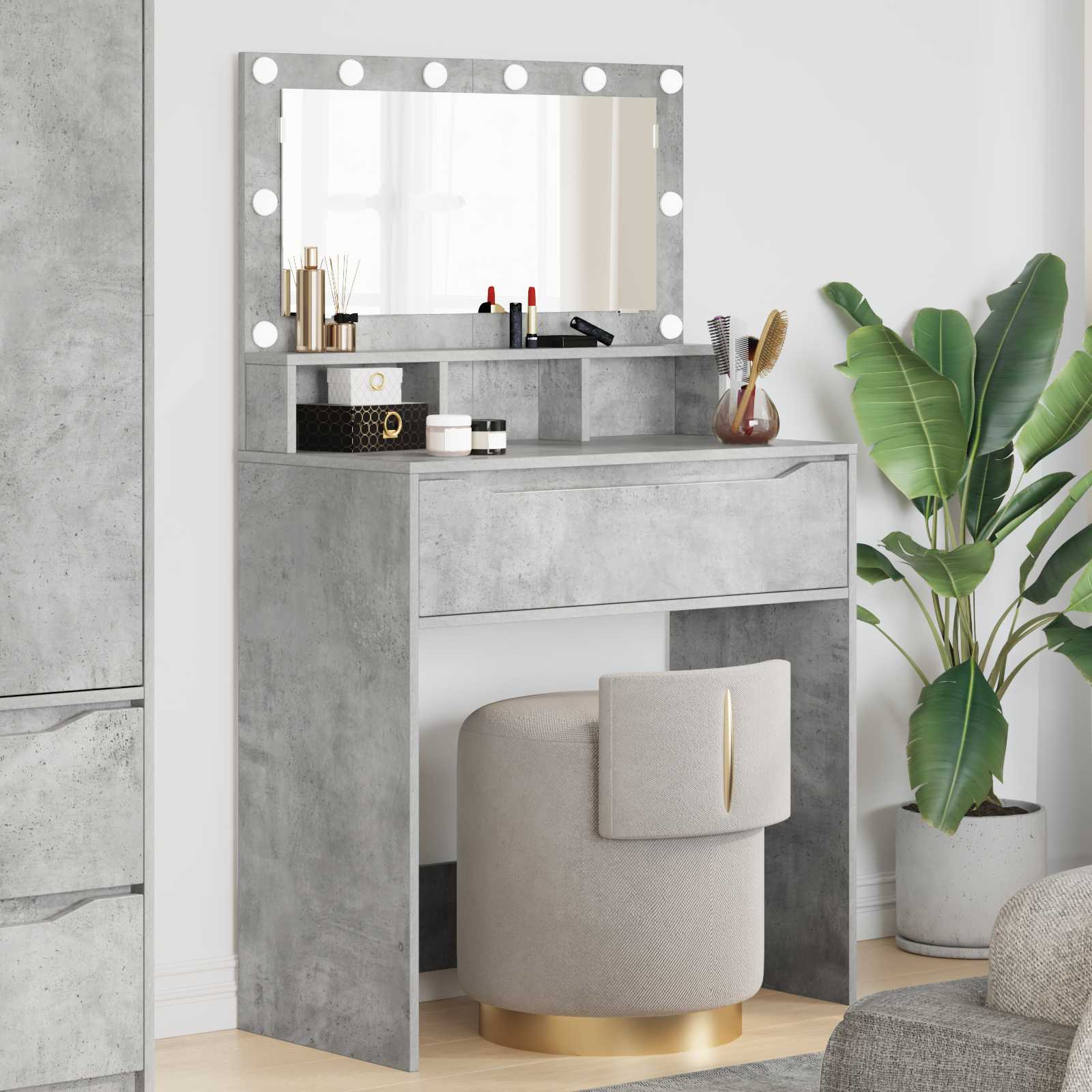Schlafzimmer-Frisiertische Beton Grau 80 x 39,6 x 135 cm