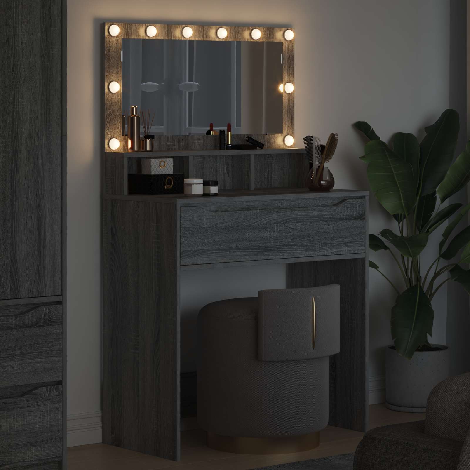 Schlafzimmer-Frisiertische Graues Sonoma 80 x 39,6 x 135 cm