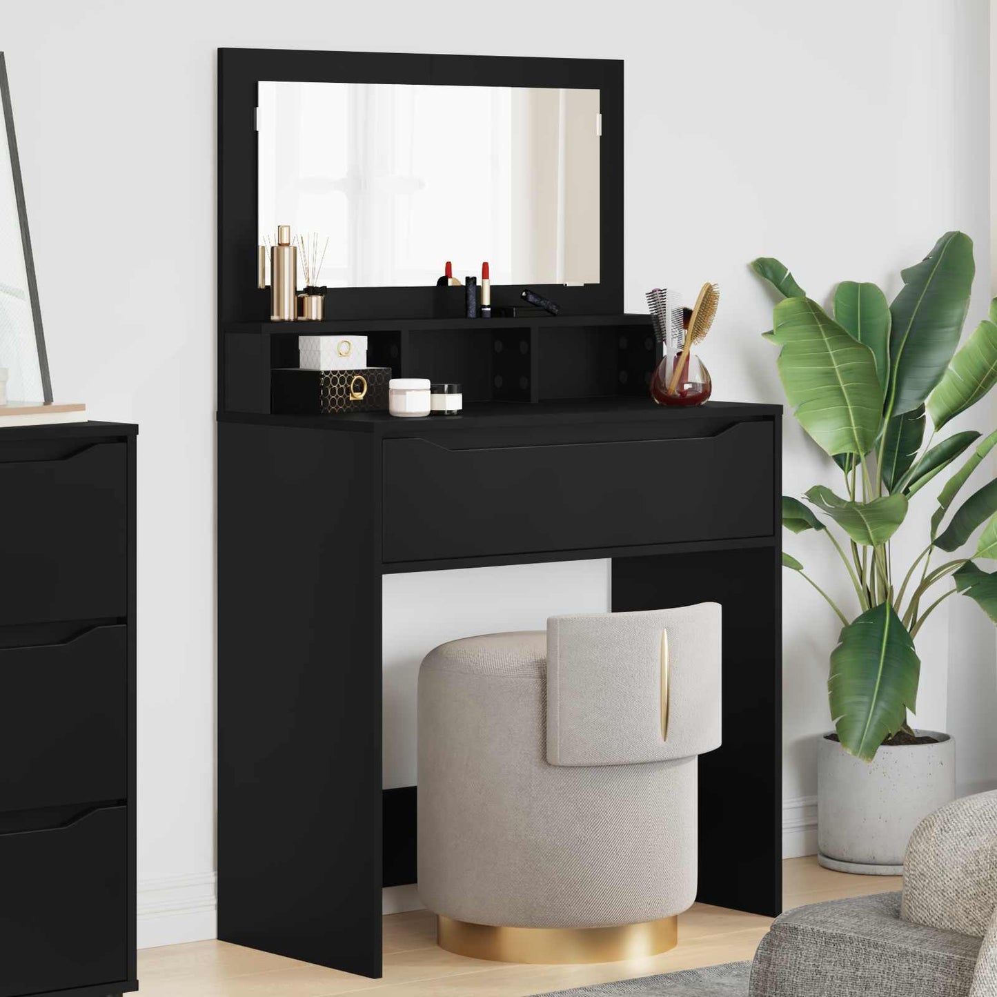 Schlafzimmer-Frisiertische Schwarz 80 x 39,6 x 135 cm
