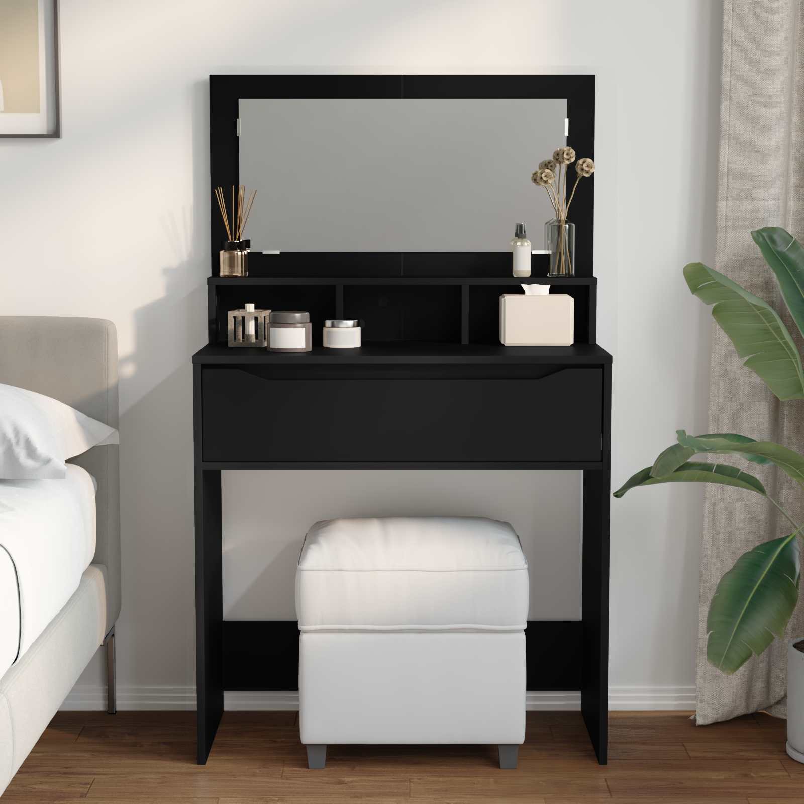 Schlafzimmer-Frisiertische Schwarz 80 x 39,6 x 135 cm