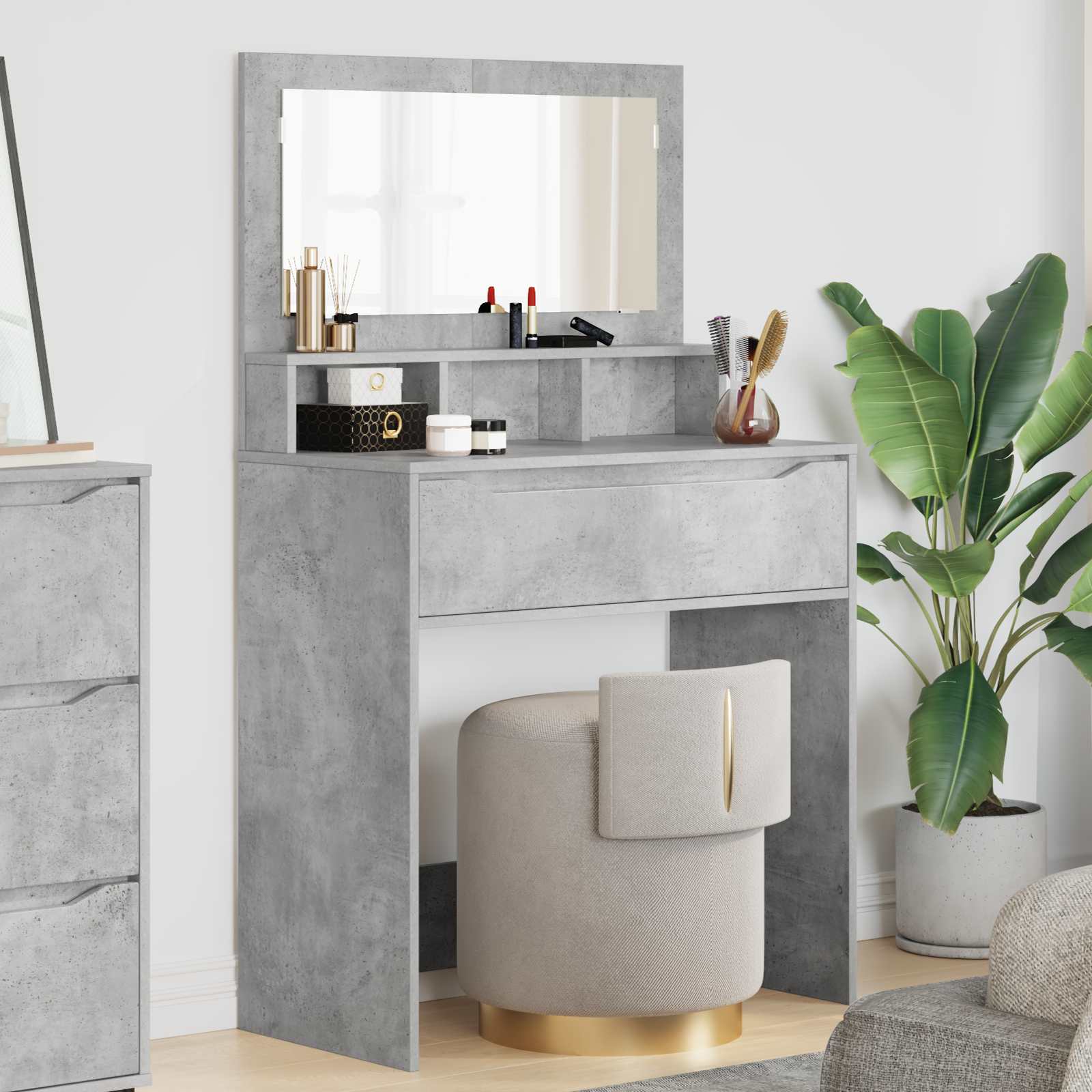 Schlafzimmer-Frisiertische Beton Grau 80 x 39,6 x 135 cm