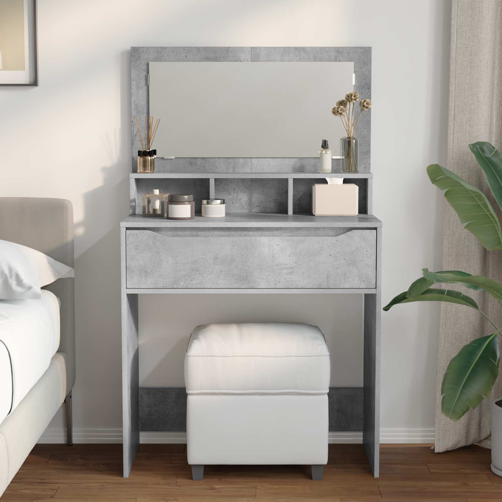 Schlafzimmer-Frisiertische Beton Grau 80 x 39,6 x 135 cm
