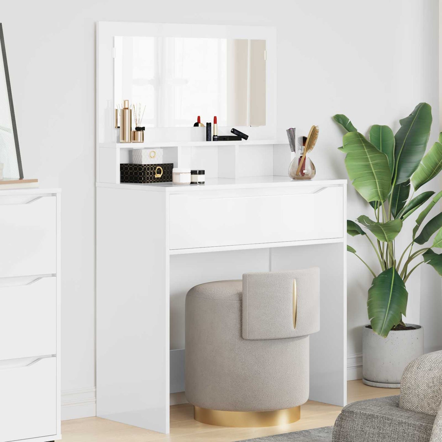 Schlafzimmer-Frisiertische Hochglanz Weiß 80 x 39,6 x 135 cm