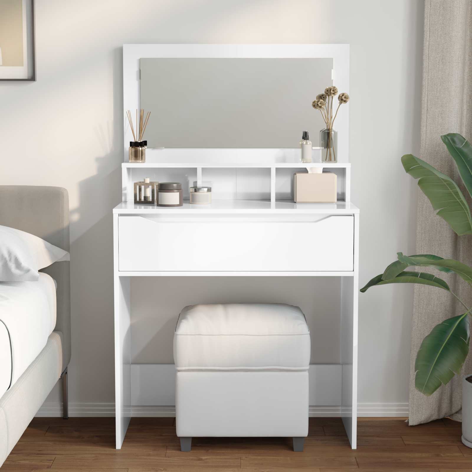 Schlafzimmer-Frisiertische Hochglanz Weiß 80 x 39,6 x 135 cm