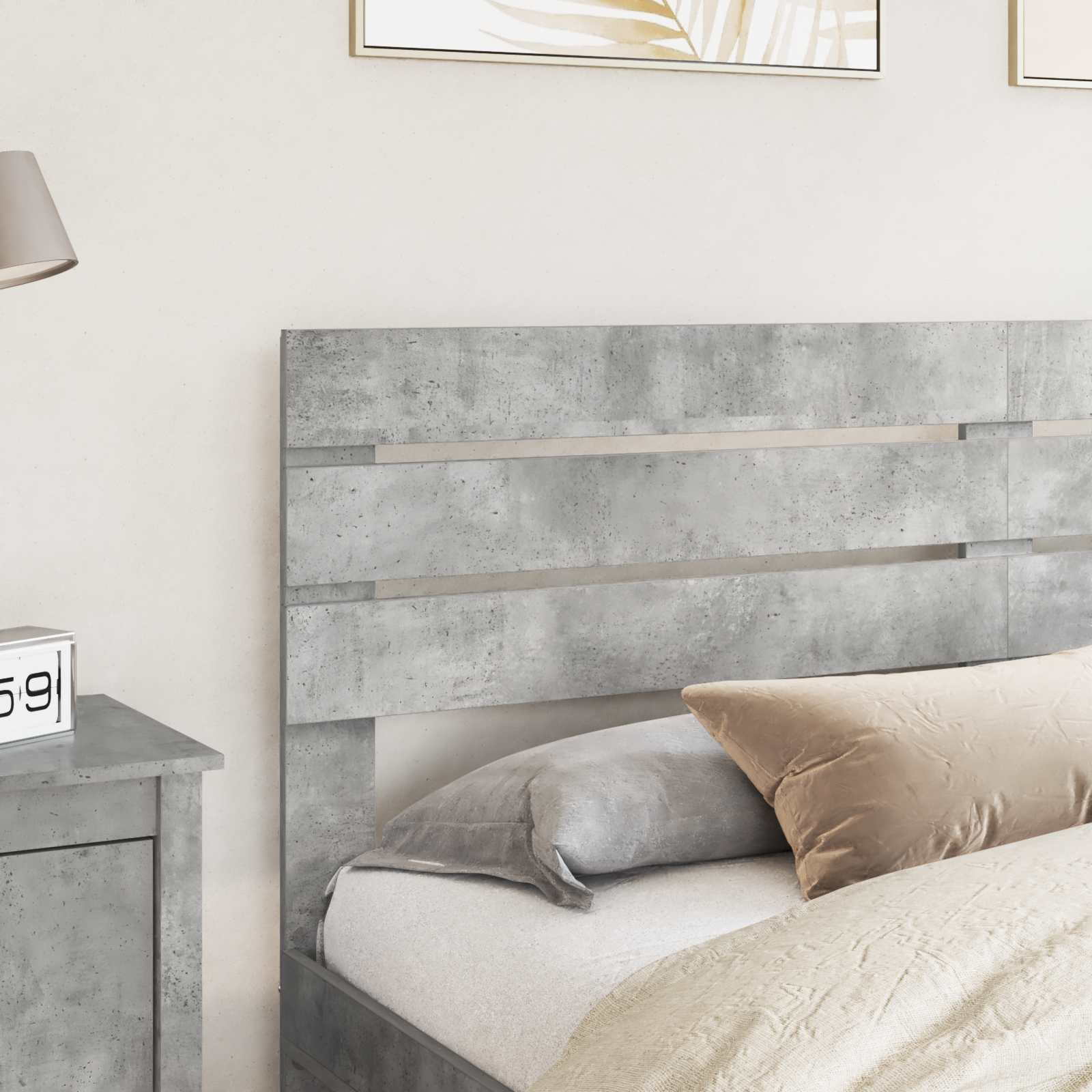 Kopfteil Beton Grau Holzwerkstoff