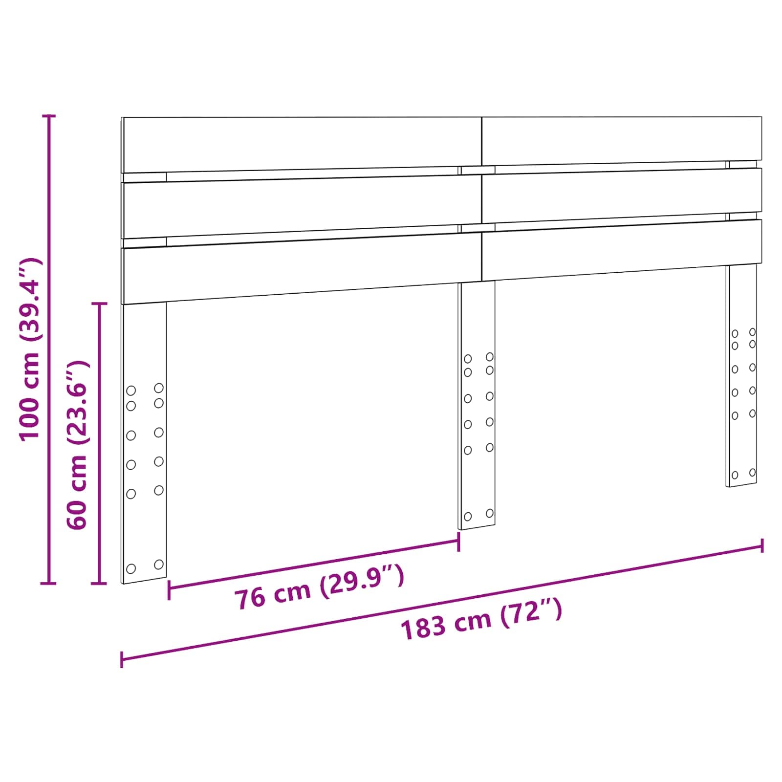 Kopfteil Beton Grau Holzwerkstoff