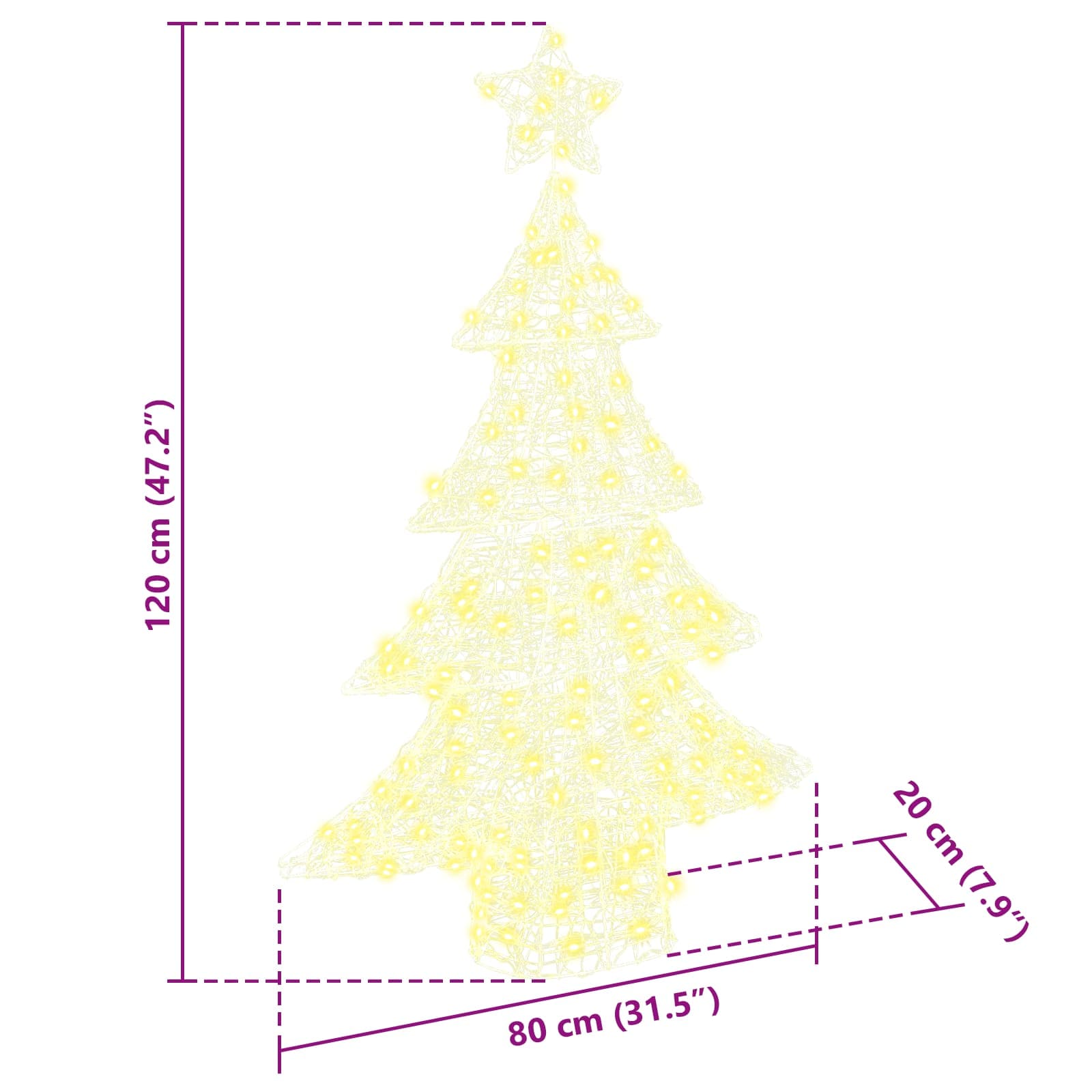 Weihnachtsbaum 100 LEDs Warmweiß 120 cm Acryl