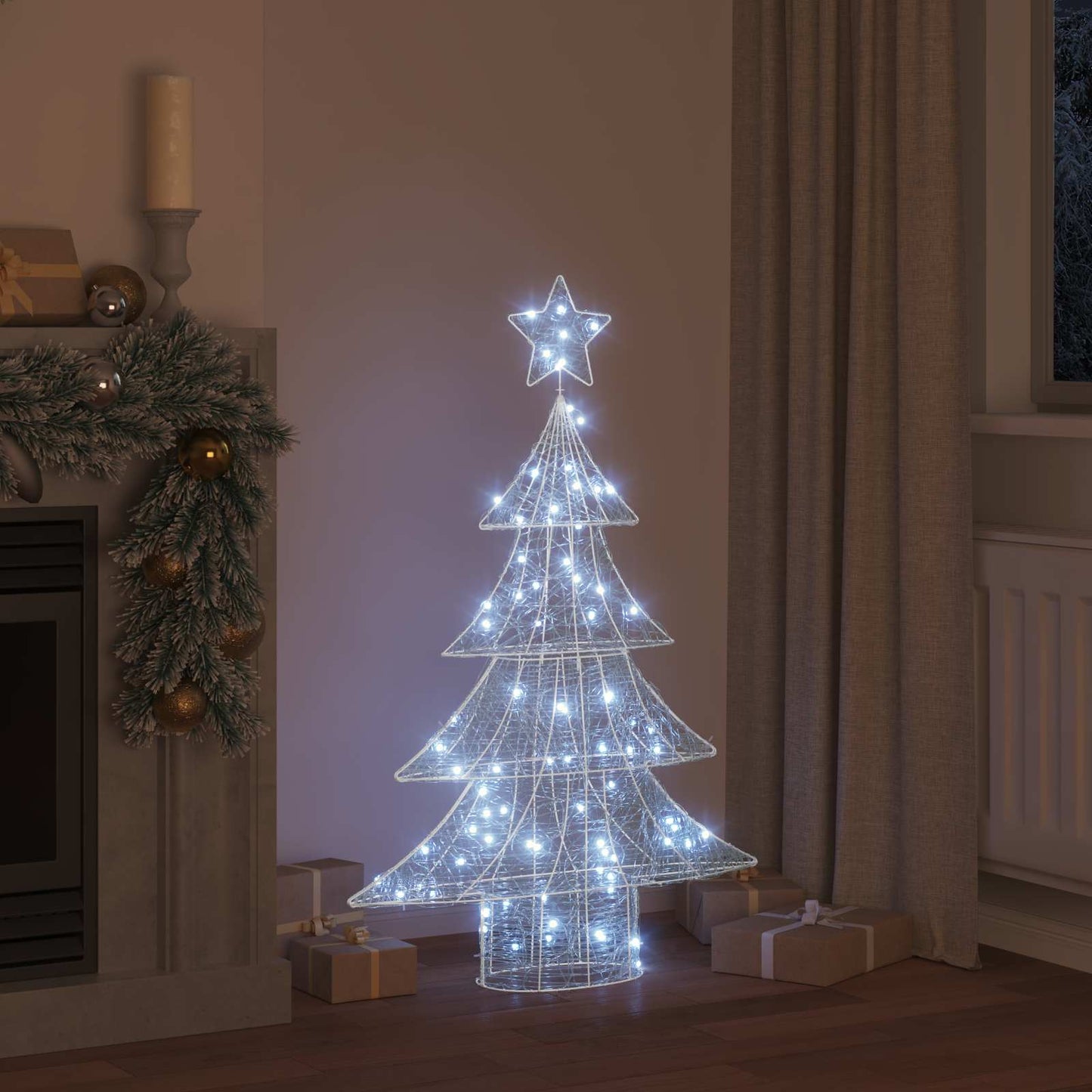 Weihnachtsbaum 100 LEDs Kaltweiß 120 cm Acryl