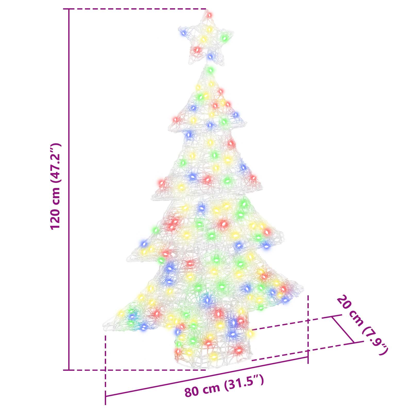 Weihnachtsbaum 100 LEDs Mehrfarbig 120 cm Acryl