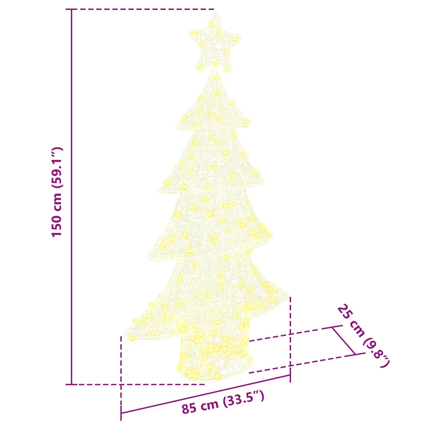 Weihnachtsbaum 160 LEDs Warmweiß 150 cm Acryl