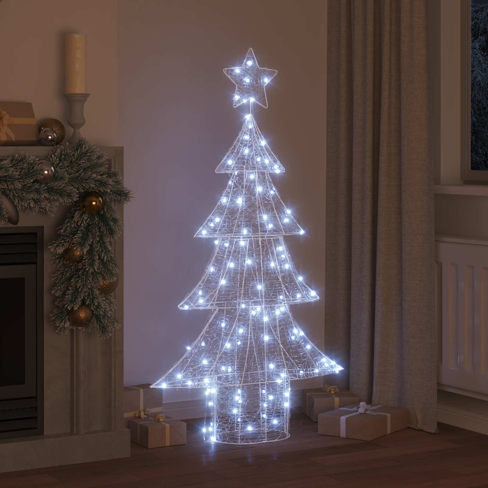 Weihnachtsbaum 160 LEDs Kaltweiß 150 cm Acryl