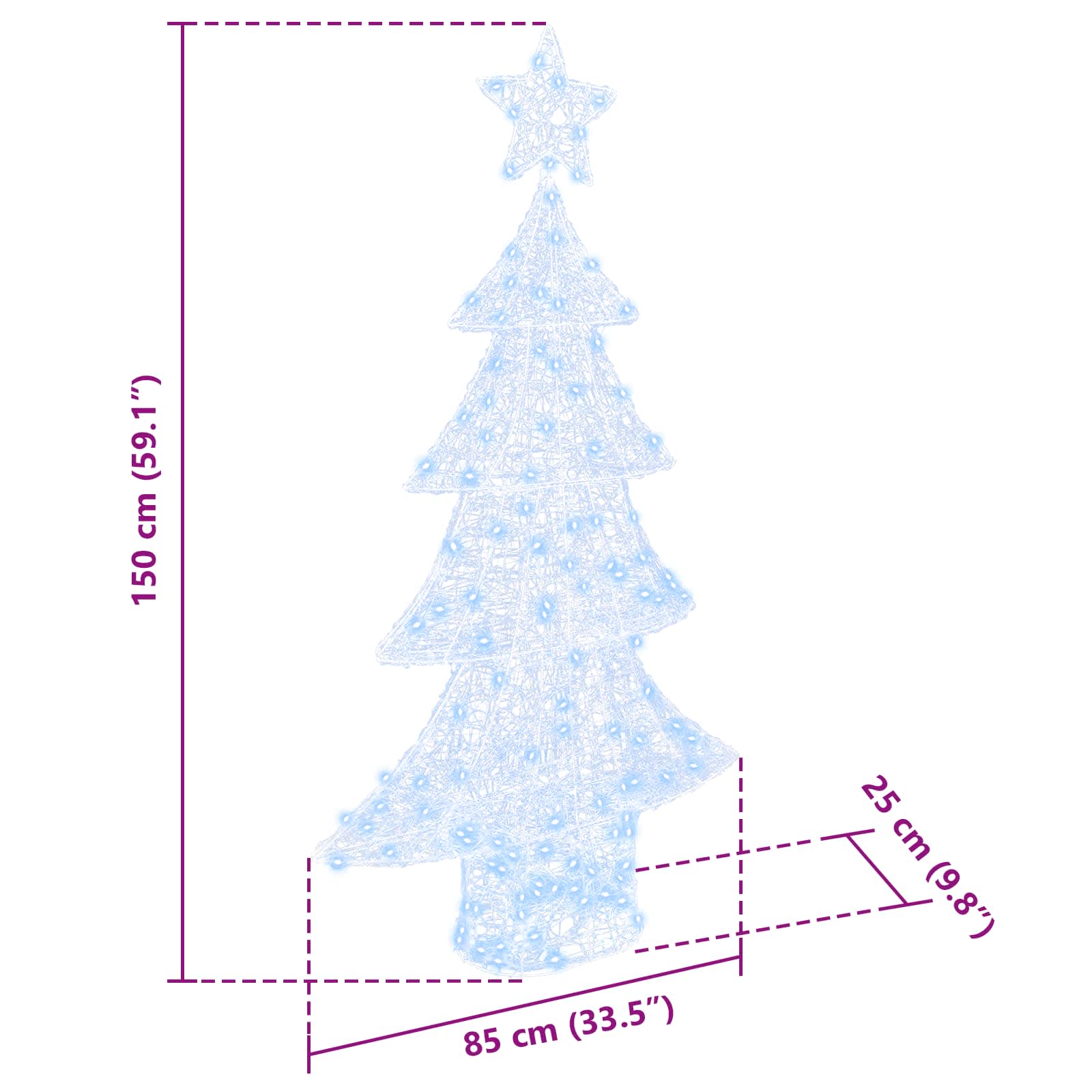 Weihnachtsbaum 160 LEDs Kaltweiß 150 cm Acryl