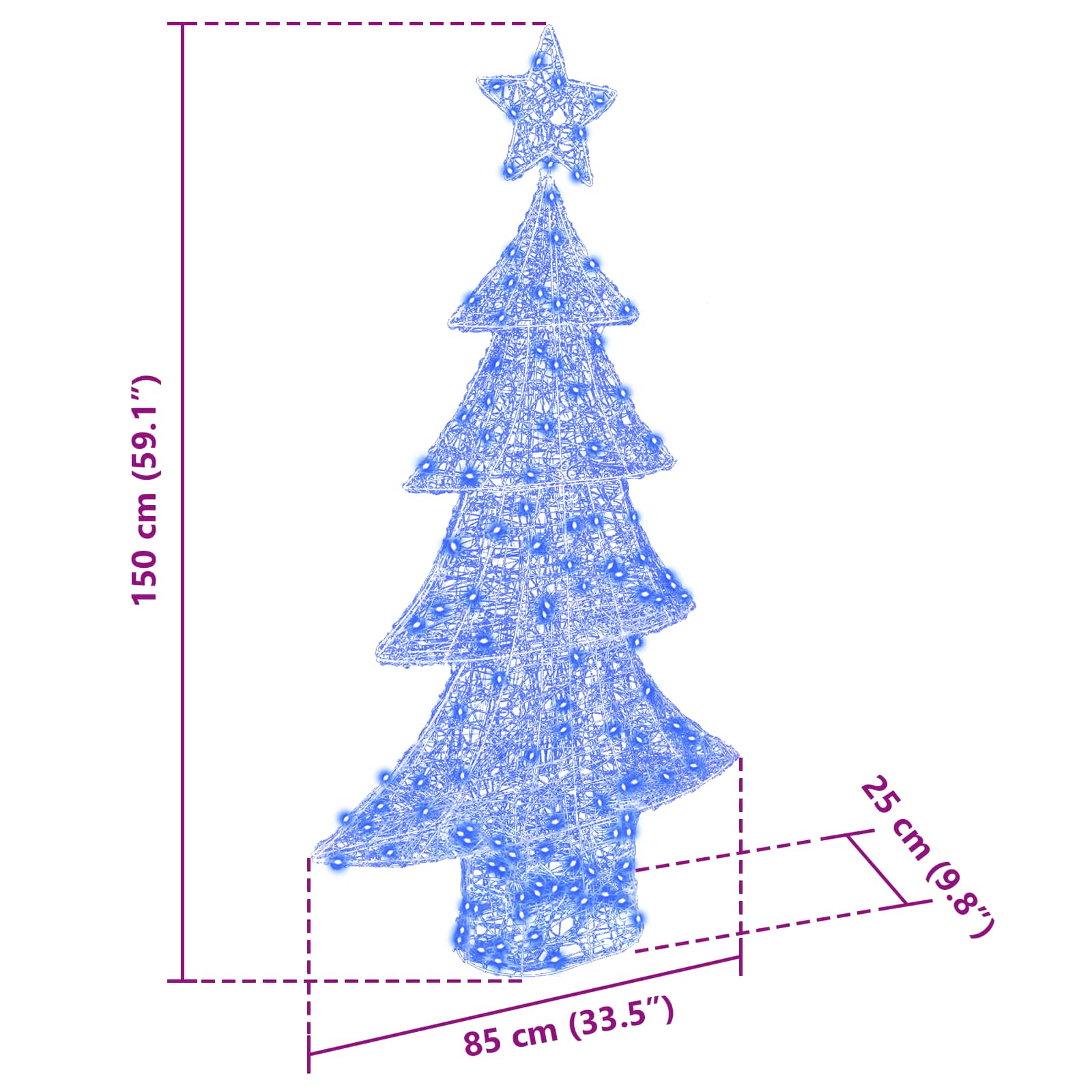 Weihnachtsbaum 160 LEDs Blau 150 cm Acryl