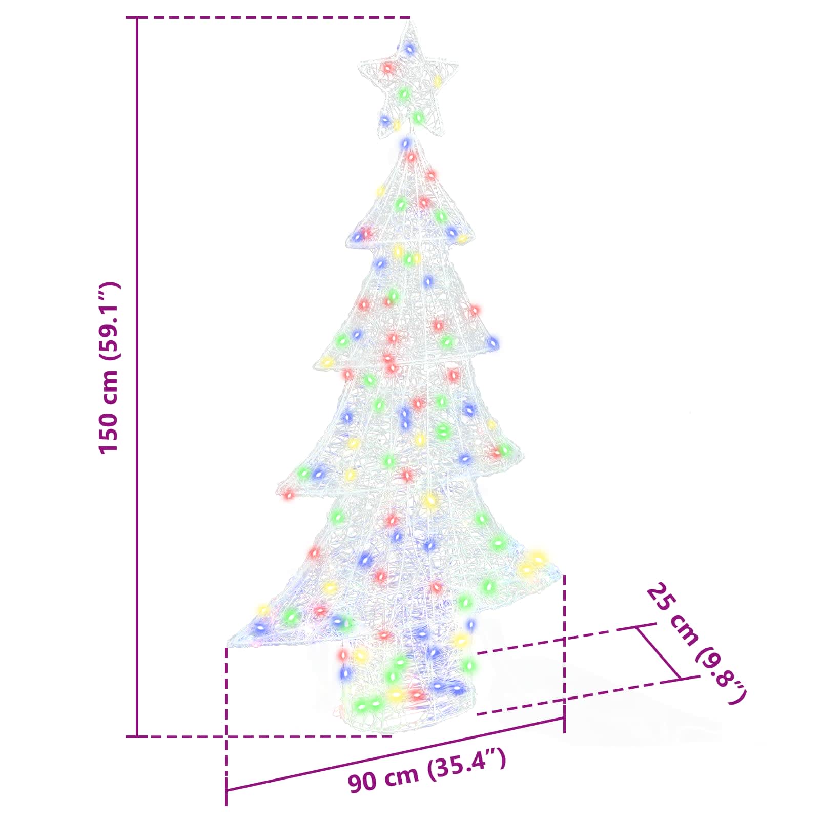 Weihnachtsbaum 160 LEDs Mehrfarbig 150 cm Acryl