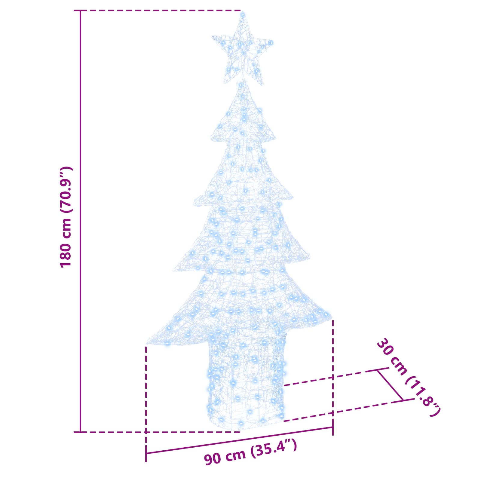 Weihnachtsbaum 240 LEDs Kaltweiß 180 cm Acryl