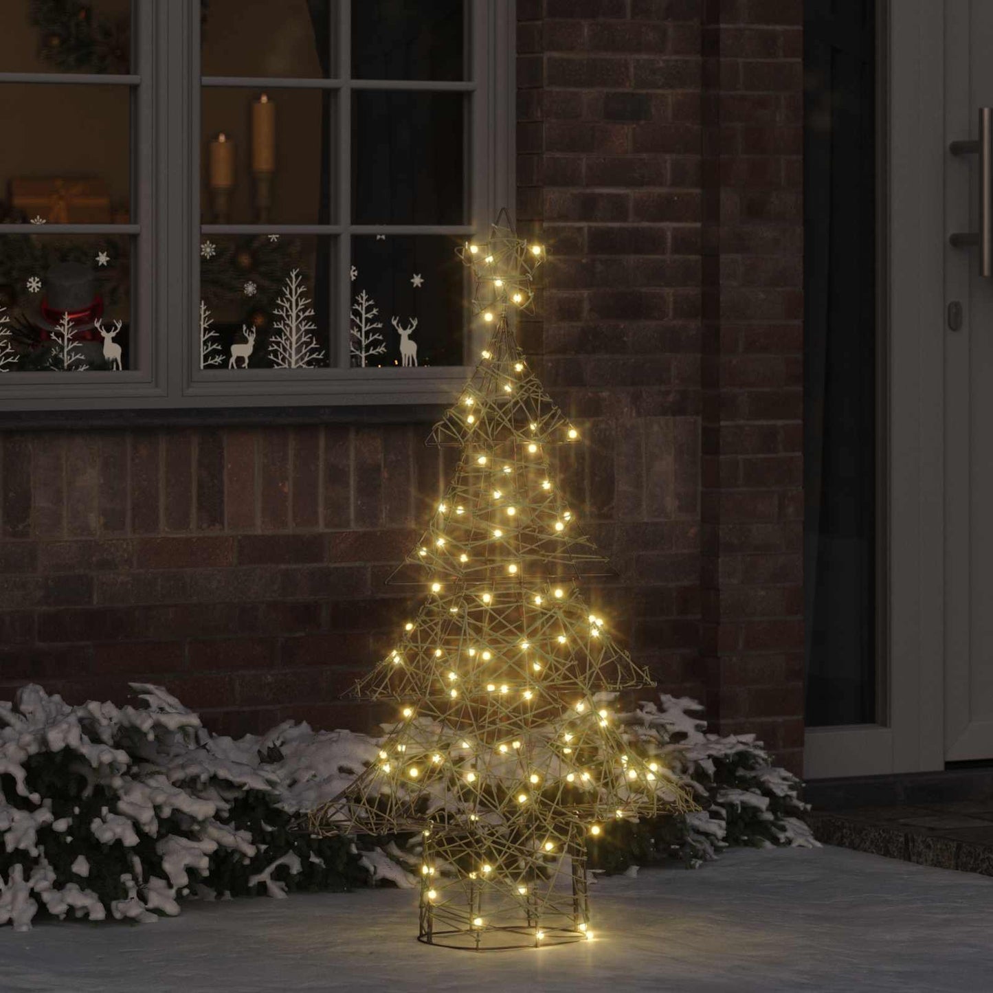 Weihnachtsbaum 120 LEDs Warmweiß 150 cm Rattan