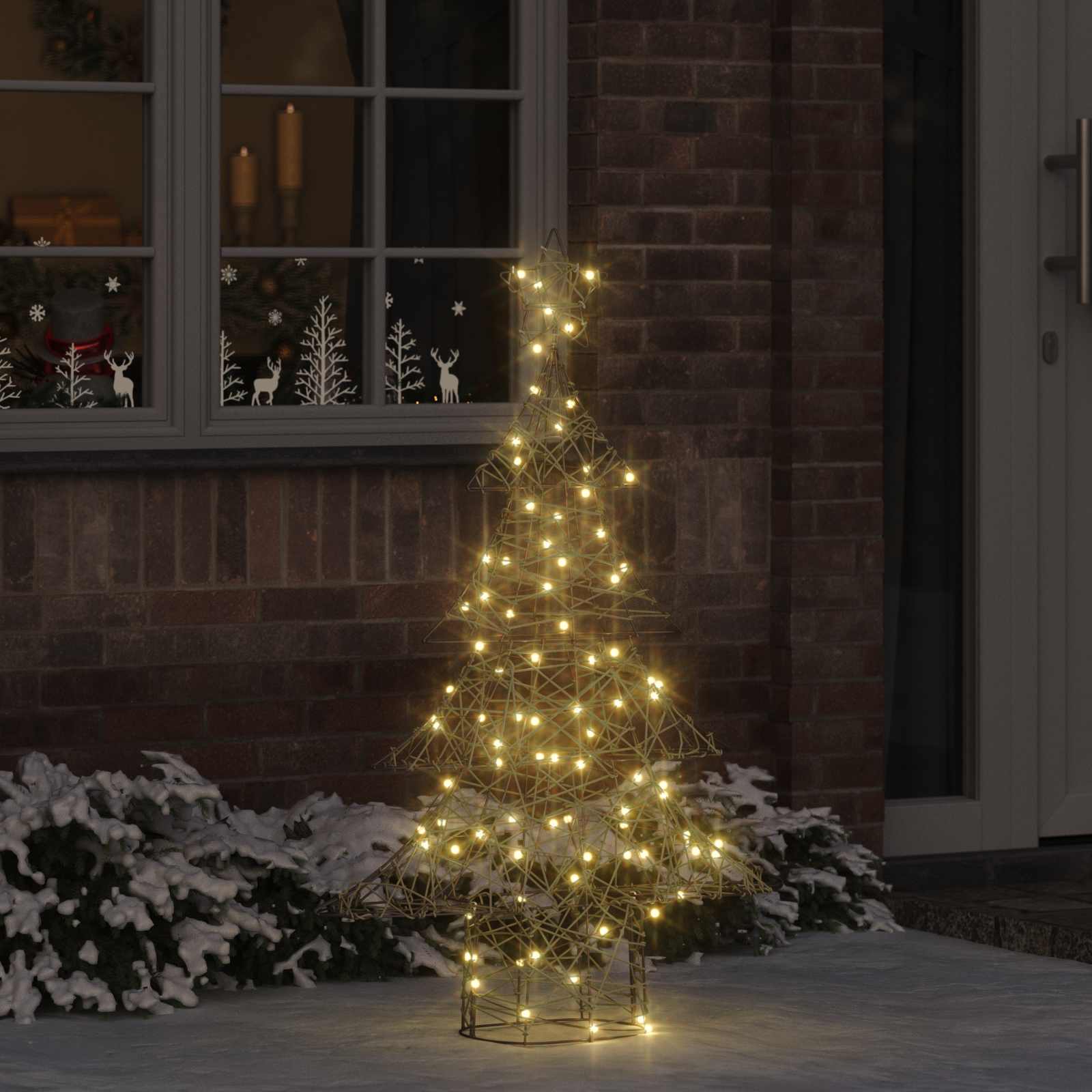 Weihnachtsbaum 120 LEDs Warmweiß 150 cm Rattan