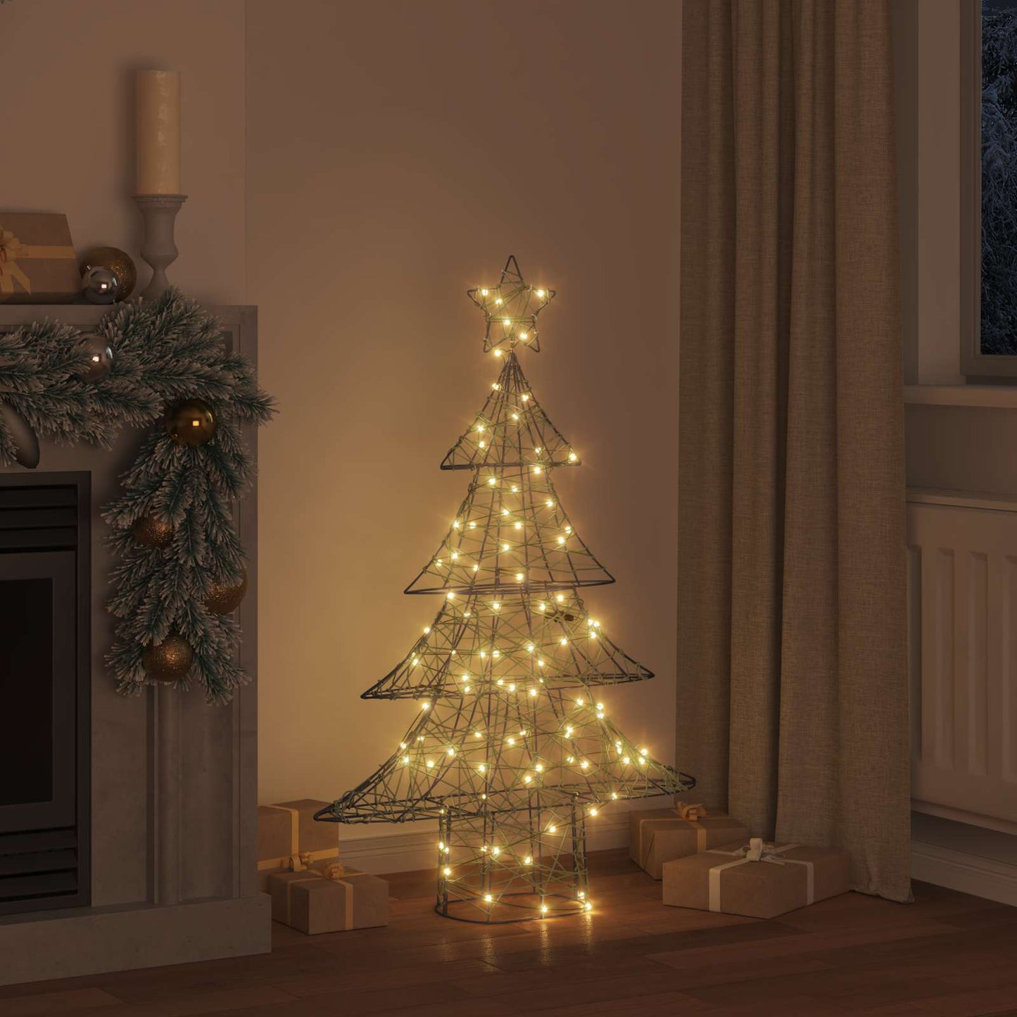 Weihnachtsbaum 120 LEDs Warmweiß 150 cm Rattan