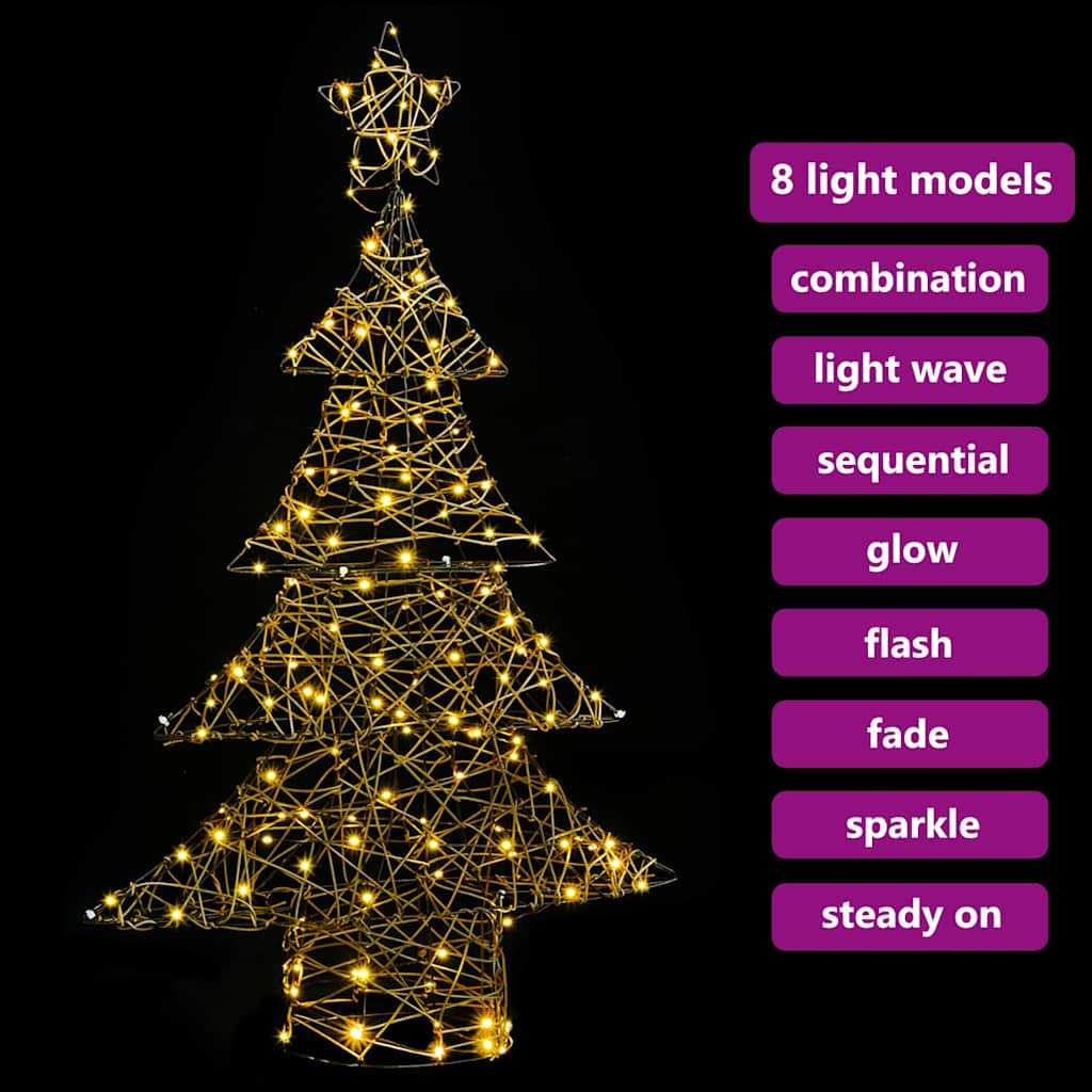 Weihnachtsbaum 120 LEDs Warmweiß 150 cm Rattan