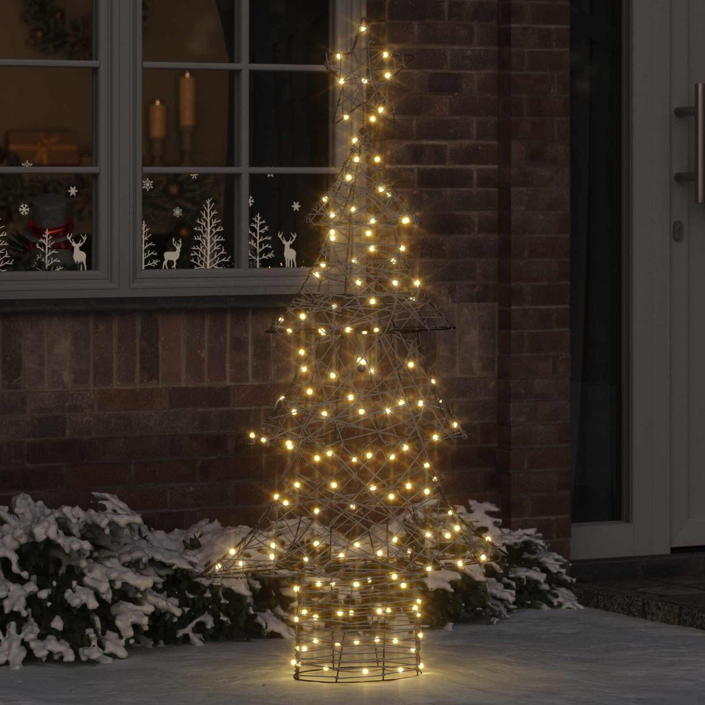 Weihnachtsbaum 160 LEDs Warmweiß 150 cm Rattan