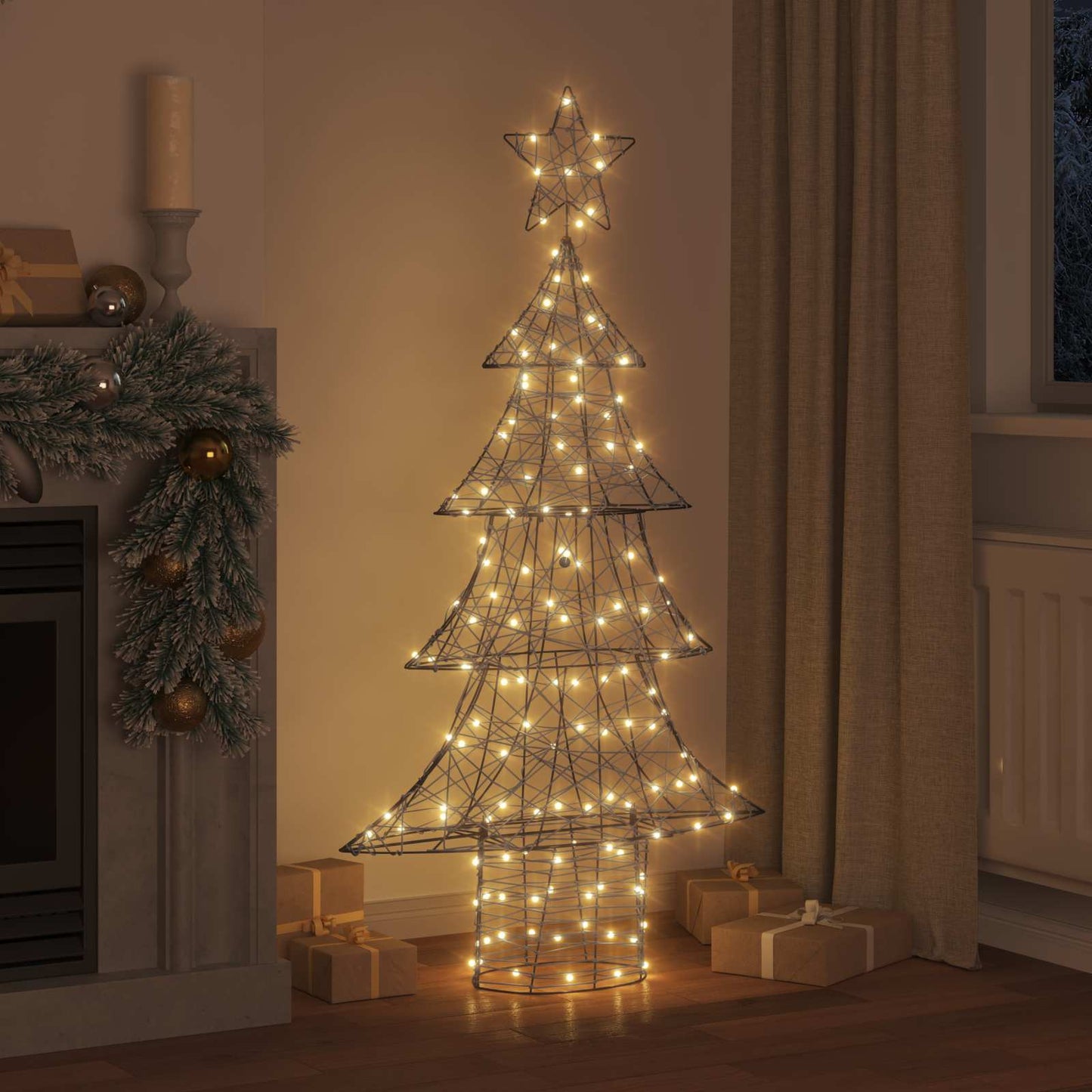 Weihnachtsbaum 160 LEDs Warmweiß 150 cm Rattan