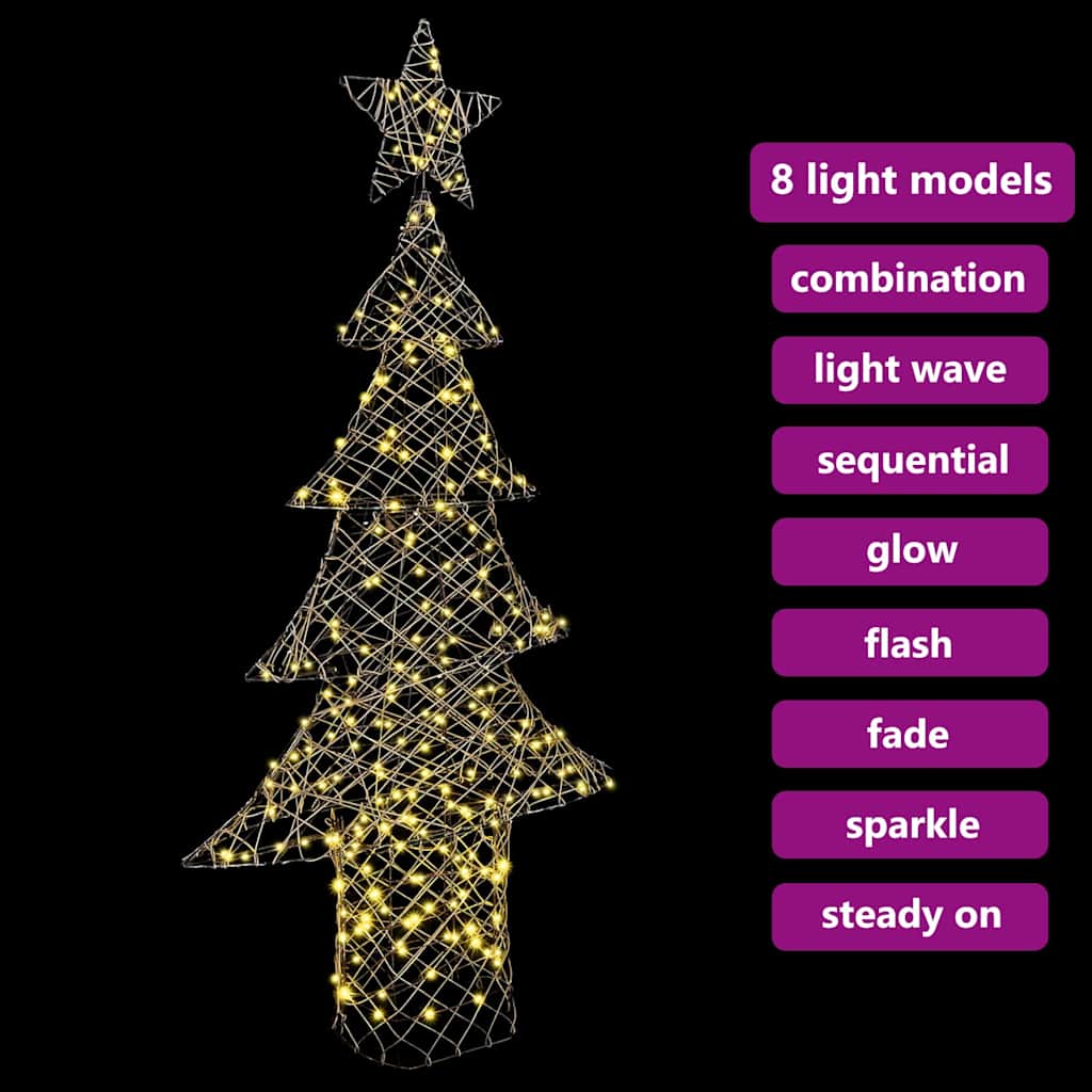 Weihnachtsbaum 240 LEDs Warmweiß 180 cm Rattan