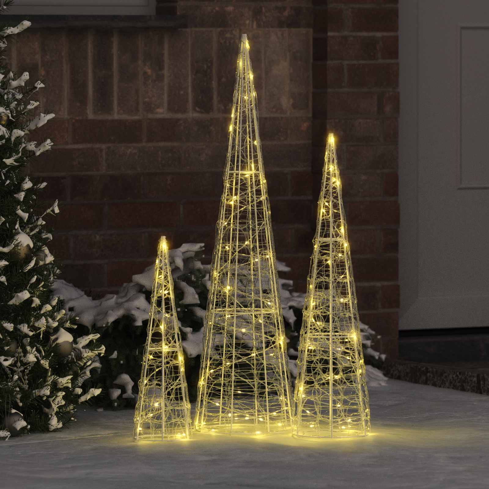 Weihnachtsbaum 3 Stk. Warmweiß 20 x 20 x 80 cm Acryl 90 LEDs